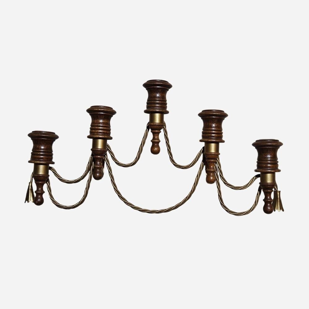 vintage cottagecore whimsigoth wood metal candle holders wall sconce